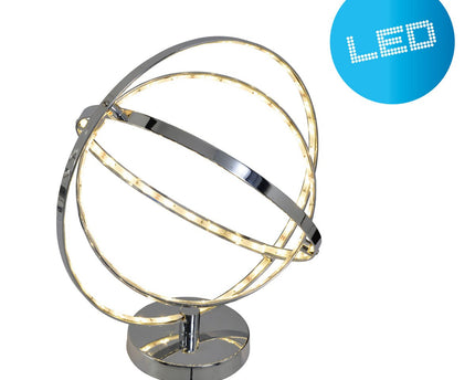 LED -tafellamp 39 cm, chroom -gekleurd metaal, geïntegreerde LED's.