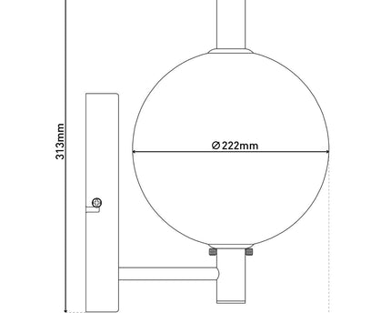 LED -wandlamp "Nova" chroom gemaakt van metaal en rookglas, met geïntegreerde LED, 31,3 cm hoog