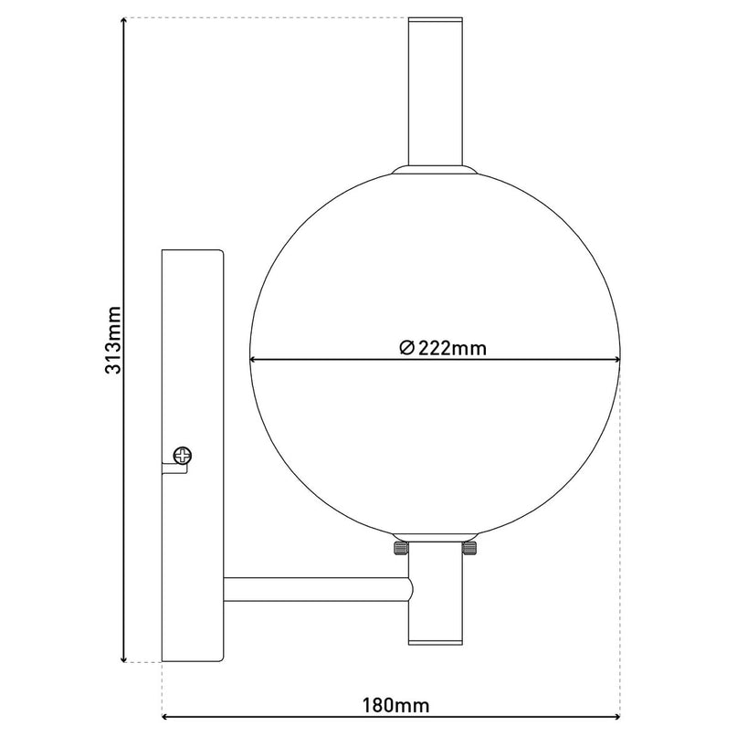 LED -wandlamp "Nova" chroom gemaakt van metaal en rookglas, met geïntegreerde LED, 31,3 cm hoog