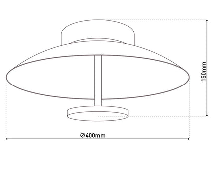 LED -plafondlamp "Firenze" metalen plafondlamp in het zwart en goud, stevig geïnstalleerd, verlichting voor woonkamer, kantoor of de toegangsstang 40 cm diameter