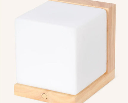 Lizzy lichtbruine vierkant oplaadbare houten wandlamp - draadloze, dimbare en stijlvolle verlichting