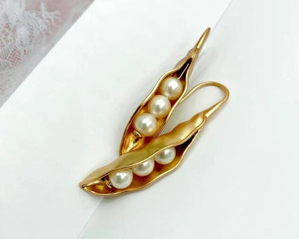 Vintage stijl Pea Pod Design gouden oorbellen