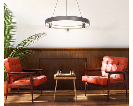 LED -hanglamp "" Tristan ", moderne metalen slinger lamp en plastic in stalen blanco, de LED's zijn stevig geïnstalleerd. Met ongeveer 58 cm Øthie, ideale verlichting voor woonkamer, eetkamer of keuken.