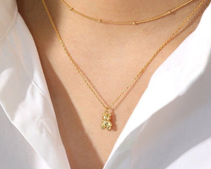 Teddybeer sieradenset met oorbellen en ketting