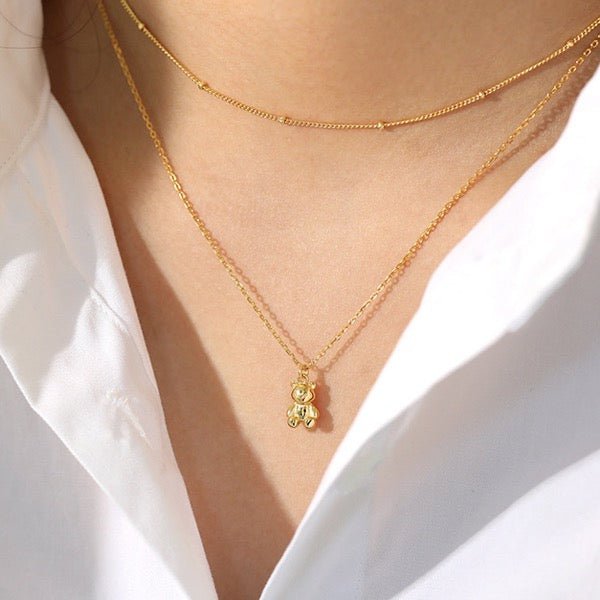 Teddybeer sieradenset met oorbellen en ketting