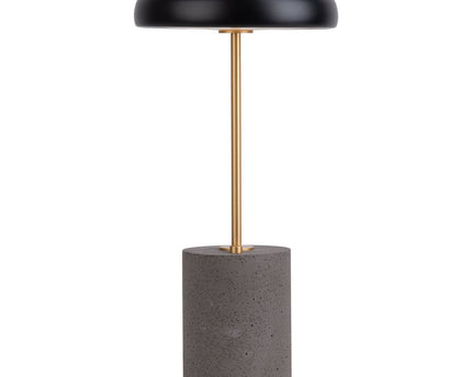 Batterijlamp "seta" zwart 30 cm hoog gemaakt van metaal en beton, met een stevig gebouwd -in LED