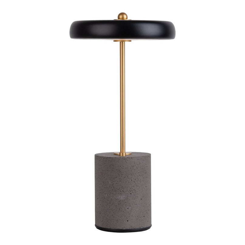 Batterijlamp "seta" zwart 30 cm hoog gemaakt van metaal en beton, met een stevig gebouwd -in LED