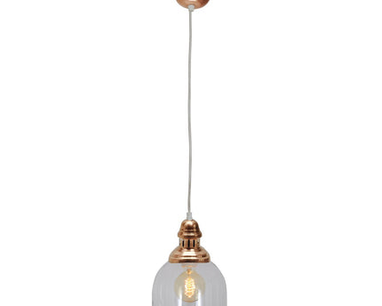 Glazen hanglamp "Mumbai", retro klassiek gemaakt van metaal en glas in koper, E27