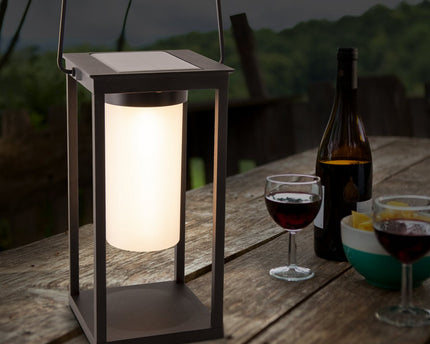 LED -camping/plintlamp H: 28 cm, voor buiten, plintlamp - metaal en plastic in het zwart, met geïntegreerde LED