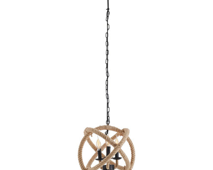 Hangende lamp "regia", black metal, henneptouw, E27 -aansluiting, verlichting voor woonkamer, eetkamer of kantoor, een diameter van 43 cm