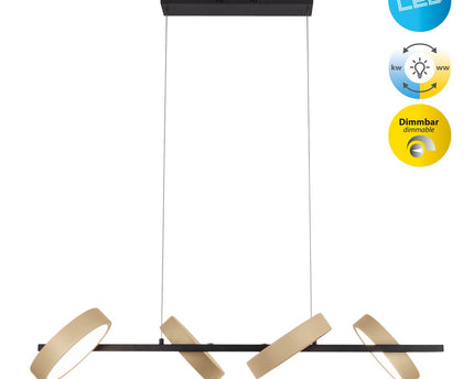 Led hanger lamp "Tessa" amandel, 150 cm hoog, 110 cm lang, gemaakt van metaal in matte amandel (Pantone 481 C) en zwart -wit plastic
