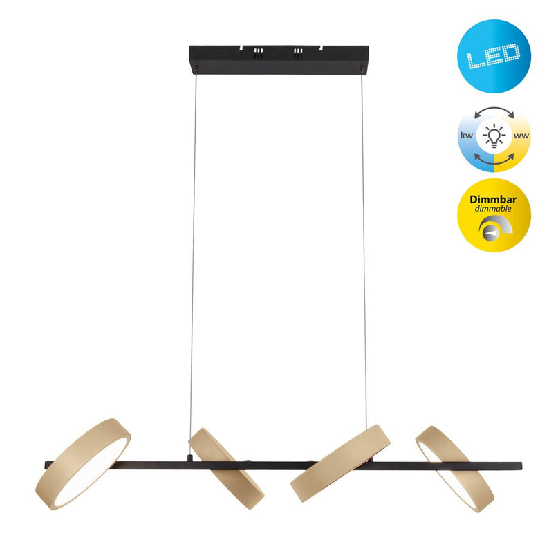 Led hanger lamp "Tessa" amandel, 150 cm hoog, 110 cm lang, gemaakt van metaal in matte amandel (Pantone 481 C) en zwart -wit plastic