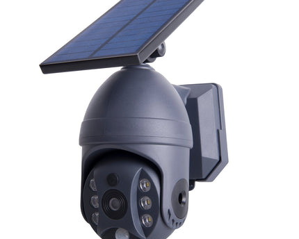LED -zonne -buitenwandlamp "Moho" met bewegingsdetector en beveiligingscamera -vouw, wandlicht gemaakt van plastic in grijs, met geïntegreerde LED