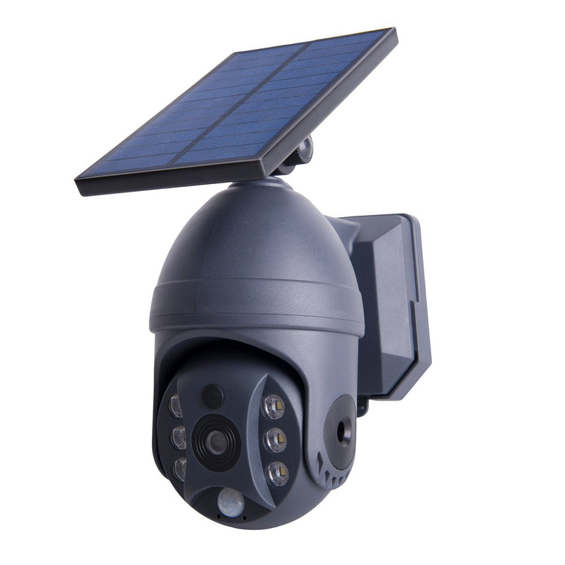 LED -zonne -buitenwandlamp "Moho" met bewegingsdetector en beveiligingscamera -vouw, wandlicht gemaakt van plastic in grijs, met geïntegreerde LED