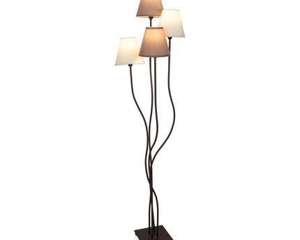 Textiel staande lamp 4-flame "boho", vloerlamp in beige/bruin, met E14-aansluiting, voor eetkamer, woonkamer, gang of kantoor, 138 cm hoog