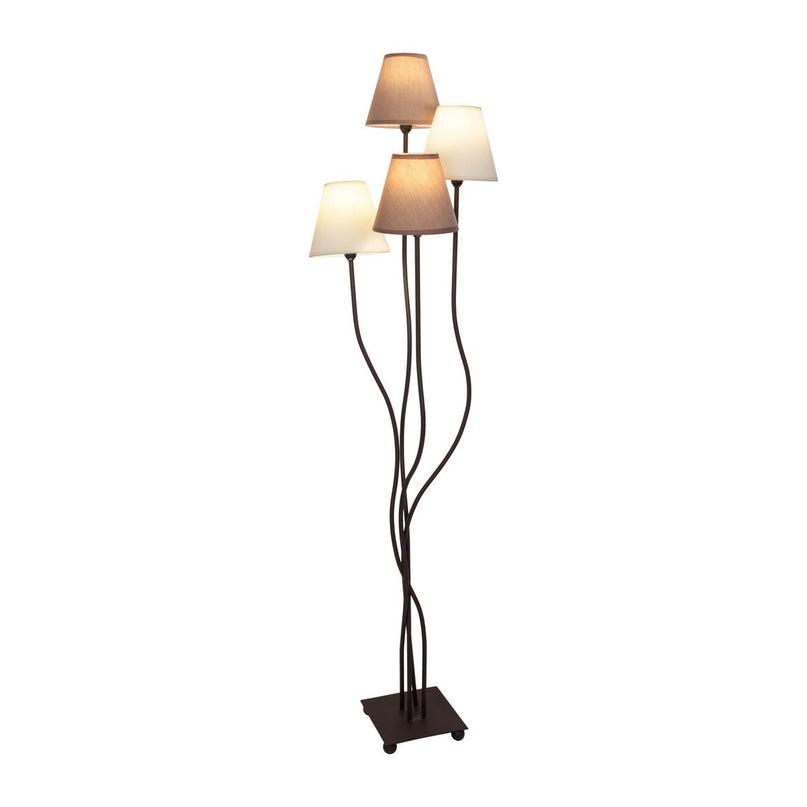 Textiel staande lamp 4-flame "boho", vloerlamp in beige/bruin, met E14-aansluiting, voor eetkamer, woonkamer, gang of kantoor, 138 cm hoog