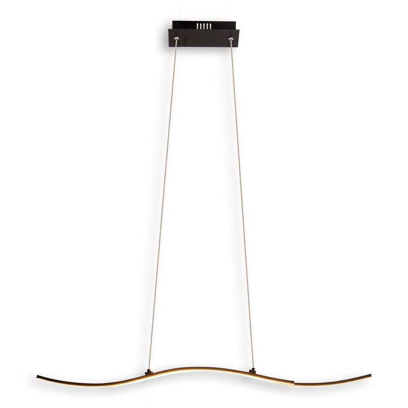 LED hanglamp "onda", hanglamp gemaakt van metaal en plastic in zwart, met stevig ingebouwde LED's, verlichting voor woonkamer, eetkamer of kantoor, 96 cm lang