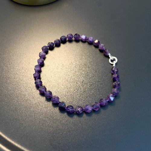 Paarse amethist gefacetteerde kralen choker