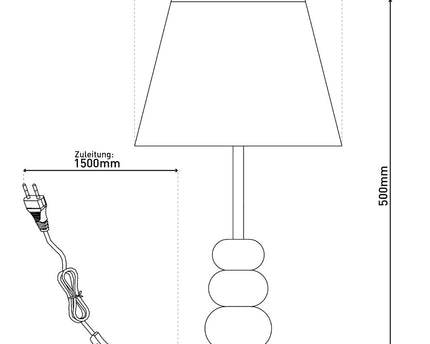 Tafellamp "Elina", ca. 50 cm hoog, gemaakt van metaal in zwart/bruin, tekstbladen in wit, E27
