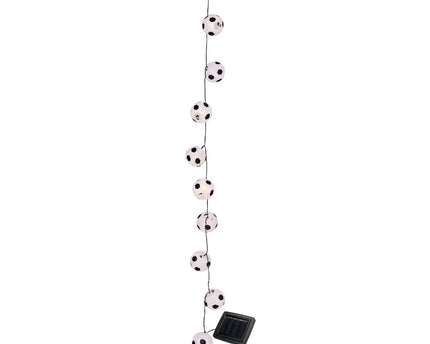 LED Solar Light Chain Textile 20 "Football", voor buiten, lichte kettingmetaal, plastic en textiel in zwart, met geïntegreerde LED