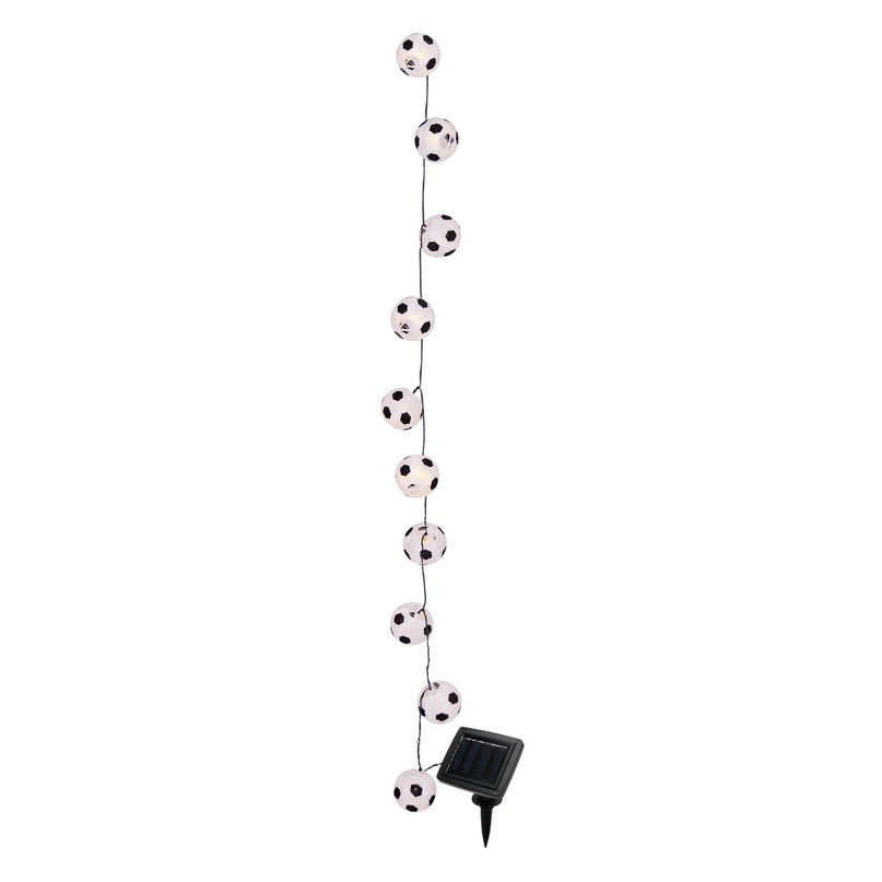 LED Solar Light Chain Textile 20 "Football", voor buiten, lichte kettingmetaal, plastic en textiel in zwart, met geïntegreerde LED