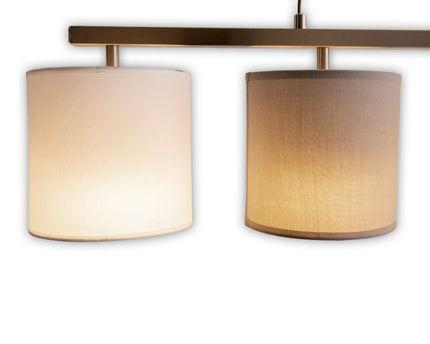 4 hanglamp "tilde", klassieke metalen slinger lamp en textiel in grijs en wit, met E27 -frame, hoogte verstelbaar, 86 cm lang, ideaal als eetlamp