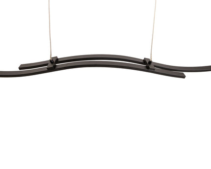 LED hanglamp "onda", hanglamp gemaakt van metaal en plastic in zwart, met stevig ingebouwde LED's, verlichting voor woonkamer, eetkamer of kantoor, 96 cm lang