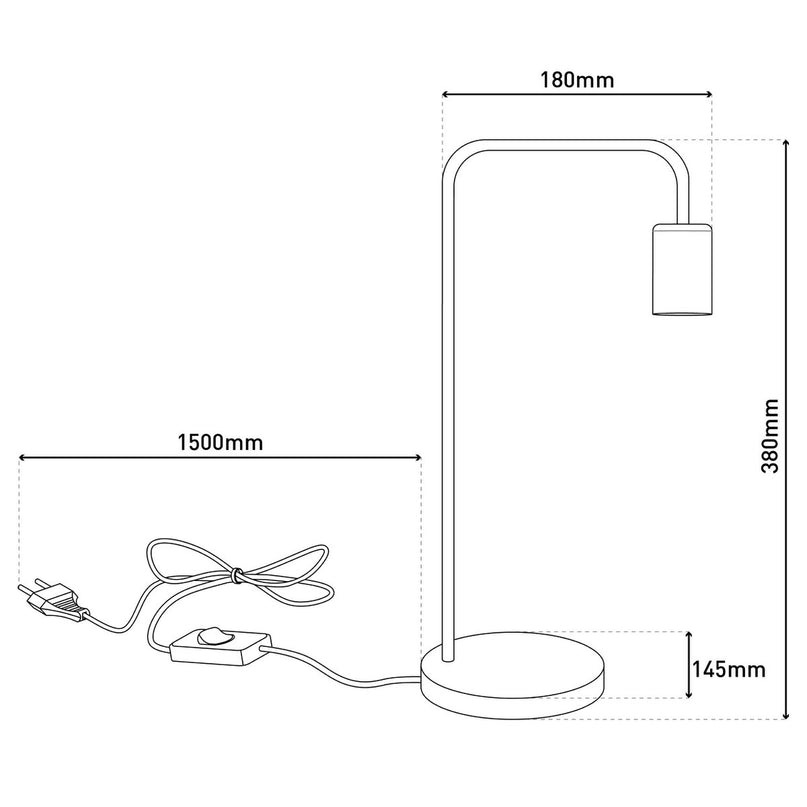 Tafellamp "Modo" gemaakt van metaal in zwart, verbindingen in goud, E27 -aansluiting, tafellamp voor woonkamer, eetkamer, keuken, gang, gang of kantoor, 39 cm hoog