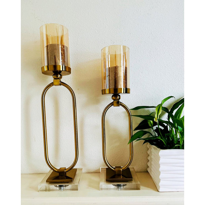 KANDELAAR | GLAS | GOUD ZH02 Grote maat: 12*50*8.5