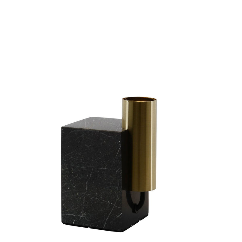 Marmortale lamp "Gemma" 16 cm hoog, gemaakt van marmer en messing gekleurd metaal, E27-versie, verlichting voor eetkamer, woonkamer, gang of kantoor