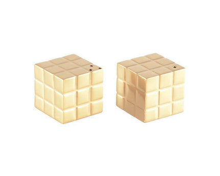 Zoutschudder en peper rubik's kubus goud 3x3x3cm