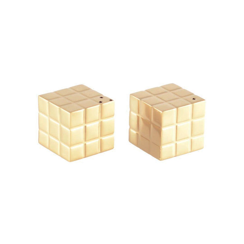 Zoutschudder en peper rubik's kubus goud 3x3x3cm