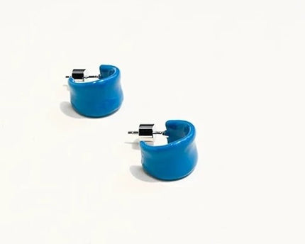 Moderne vintage blauwe emaille hoepels