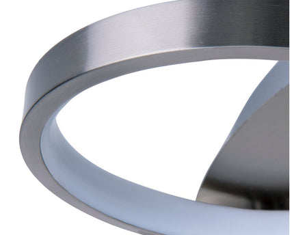 LED-plafondlicht "Stelari" Ø 56 cm, gemaakt van metaal in stalen blank en wit plastic, met stevig ingebouwde LED's, plafondlamp voor woonkamers of kantoor