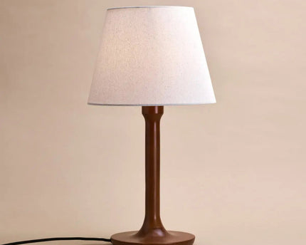 Nova Kastanjebruine Lamp met Houten Voet | Stijlvolle woonkamer- en slaapkamerverlichting