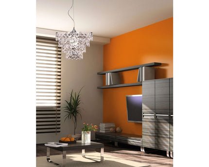 Acryl hanger lamp "fancy", moderne kroonluchter gemaakt van metaal en plastic in chroom, met E27 -versie en een Øvon 38 cm