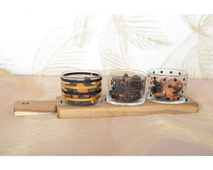 Aperitif Set van 3 glazen met houten lade 29.5x8x6.1cm