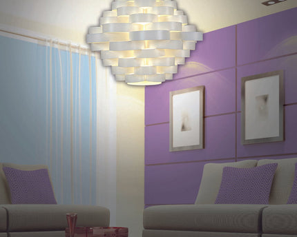 Hanger lamp "witte lijn" gemaakt van plastic in wit, e27, Ø 55 cm