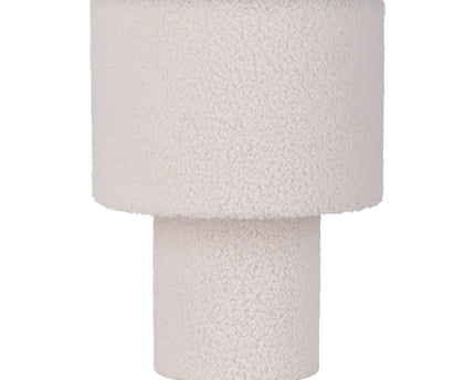 Tabellamp "Fluffy" met tekstbladen en voet in wit, E27, ca. 31 cm hoog