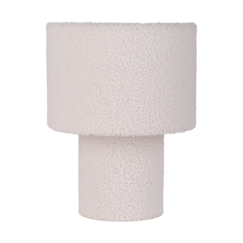 Tabellamp "Fluffy" met tekstbladen en voet in wit, E27, ca. 31 cm hoog