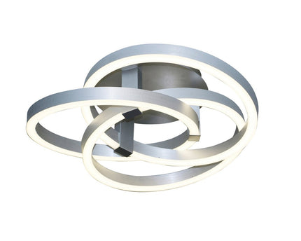 Smart Home LED plafondlicht "Divora" Ø 70 cm, plafondlamp gemaakt van metaal, aluminium geborsteld en wit plastic, met veel functies, stevig gebouwd -in LED's, verlichting voor woonkamer, eetkamerkantoor of gang
