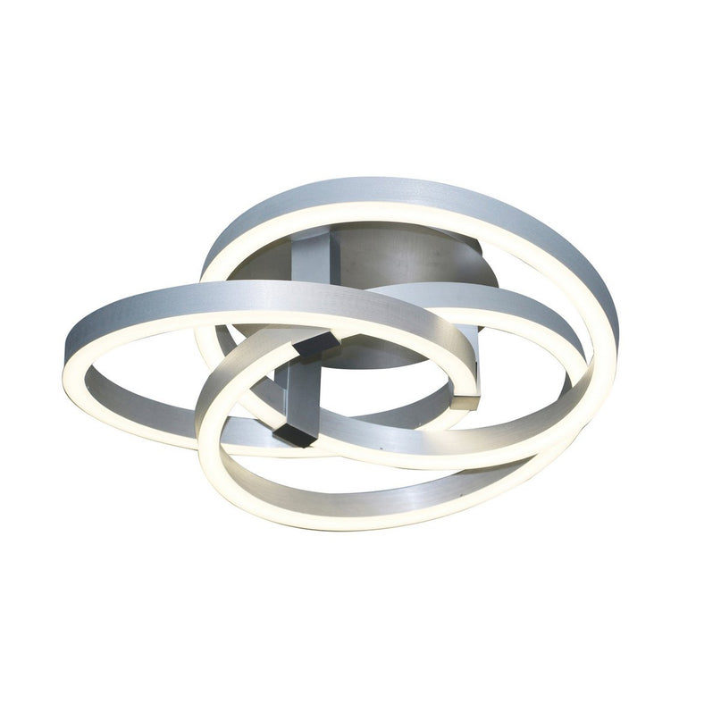 Smart Home LED plafondlicht "Divora" Ø 70 cm, plafondlamp gemaakt van metaal, aluminium geborsteld en wit plastic, met veel functies, stevig gebouwd -in LED's, verlichting voor woonkamer, eetkamerkantoor of gang