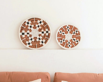 Wanddecoratie Ronde Boho Muurmand of Platte Kom TAMAN gemaakt van Bananenvezel (2 maten)