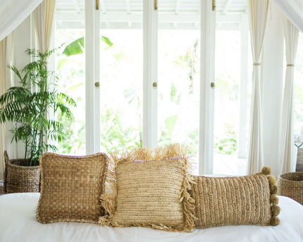 Sierkussen met vulling | Decoratief Kussen | Sofa Kussen GANDI gemaakt van Raffia