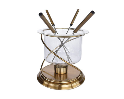 Gouden Fondue -service voor 4 personen