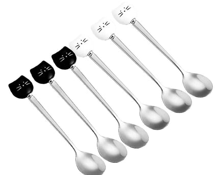 Witte en zwarte kattenlepels - set van 6