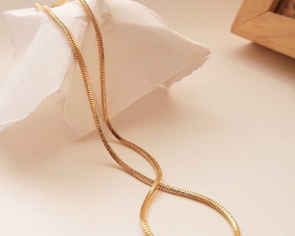 Slanke ketting met visgraatmotief - Vierkant
