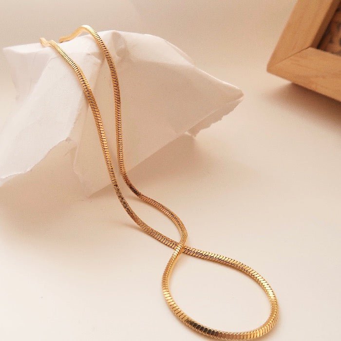 Slanke ketting met visgraatmotief - Vierkant