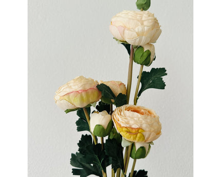 9-stengelige Mica Decorations Ranonkels Kunstbloemen Boeket / Lengte 55cm /Champagne