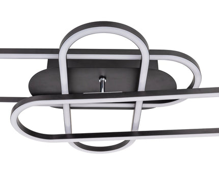 LED CCT -plafondlicht "Carlon" gemaakt van Matt Black Aluminium en Plastic, met geïntegreerde LED, 120 cm lang